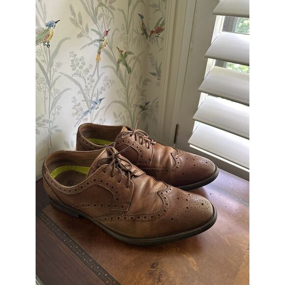Florsheim Men's 30856 Brown Leather Wingtip Oxford Dress SHoes Size 9.5 - Picture 1 of 10